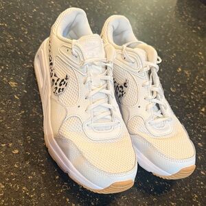Nike Women's Air Max White Sneakers with Black Leopard Accents